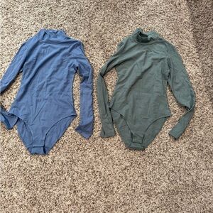Blue and Green Long Sleeve Bodysuits